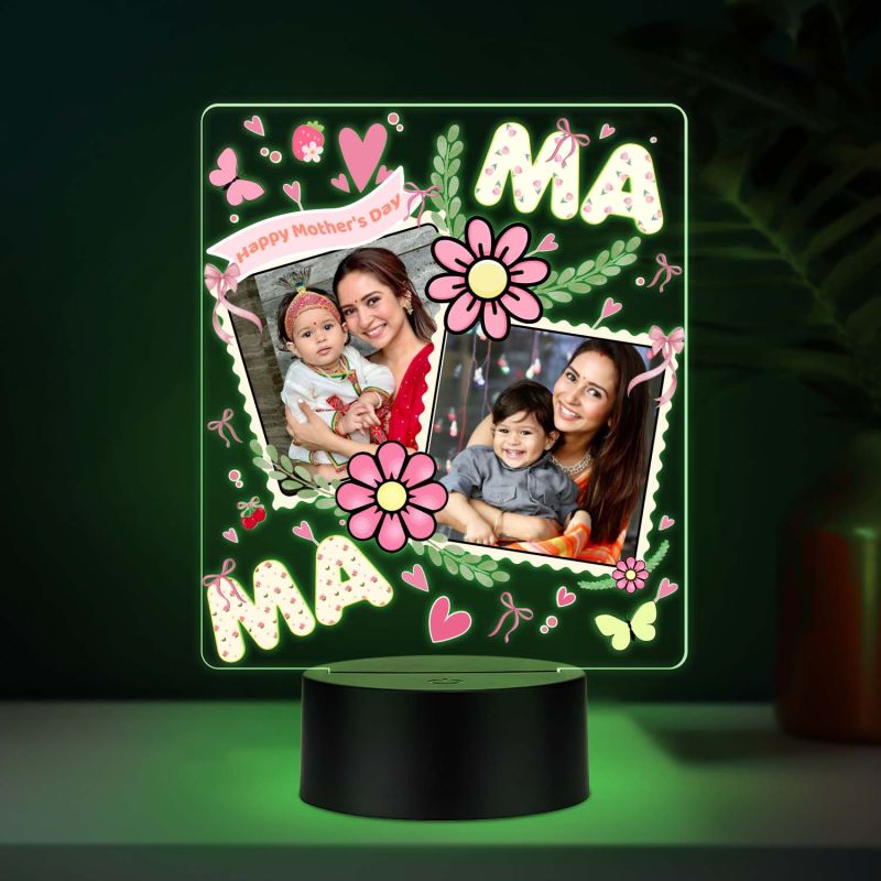 Personalized Mom Photo UV Print 7 Color LED Night Lamp Mothers Day Gift Light
